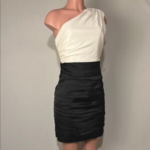 Express One Shoulder Sleeveless Mini Dress White Black Size 6
